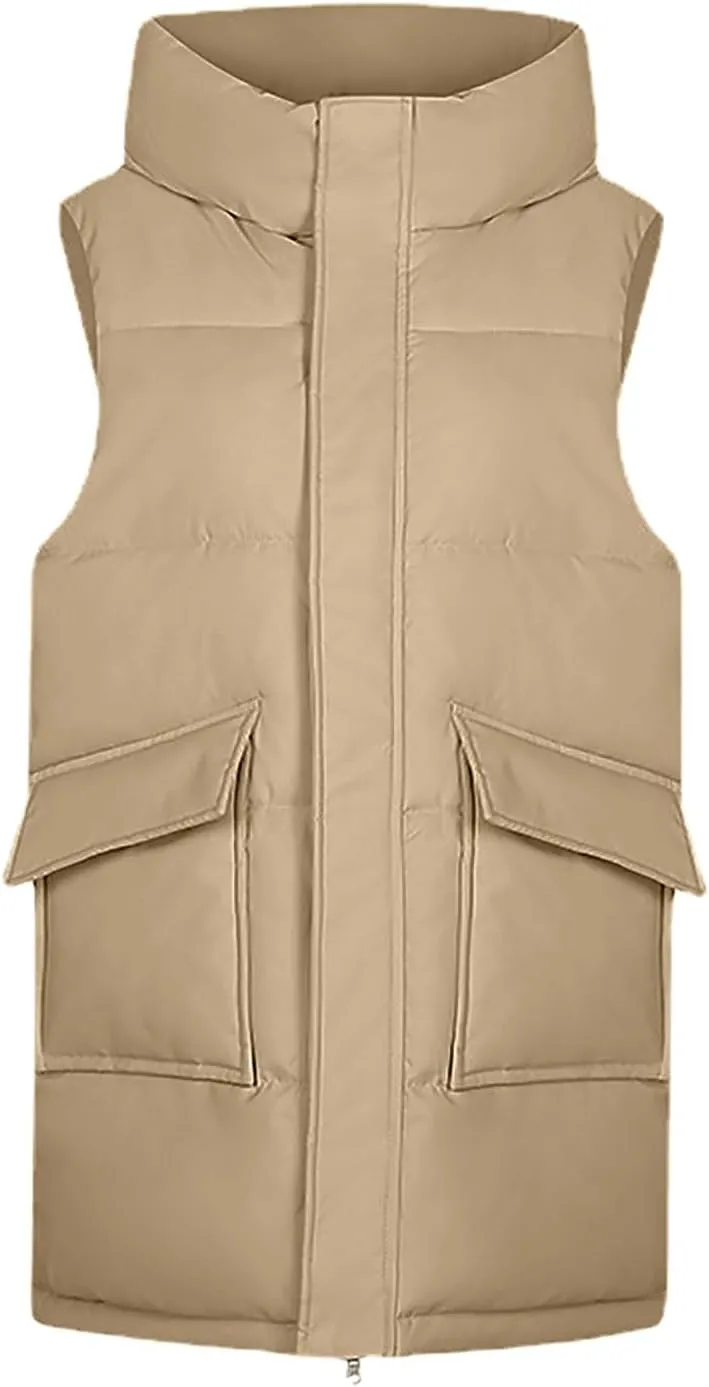 2024 Women Fashion Solid Vest Medium Length Slimming Sleeveless Jacker Leopard Jacket Women
