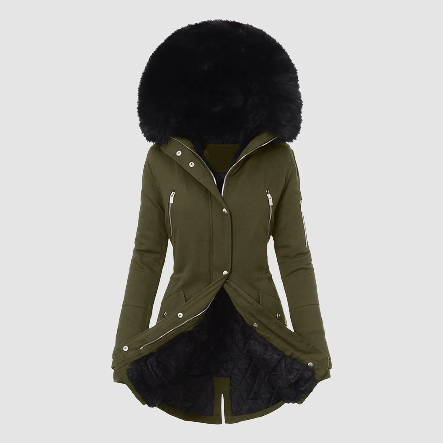 2024 Women Plus Size Winter Coat Lapel Collar Long Sleeve Jacket Vintage Thicken Coat Jacket Warm Hoodie Jackets