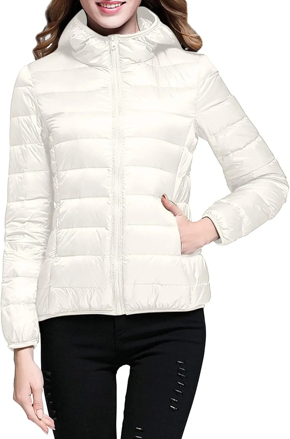 2024 Women Warm Lightweight Hooded Windproof Winter Coat With Recycled Insulation Winter Slim Vintage Coats
