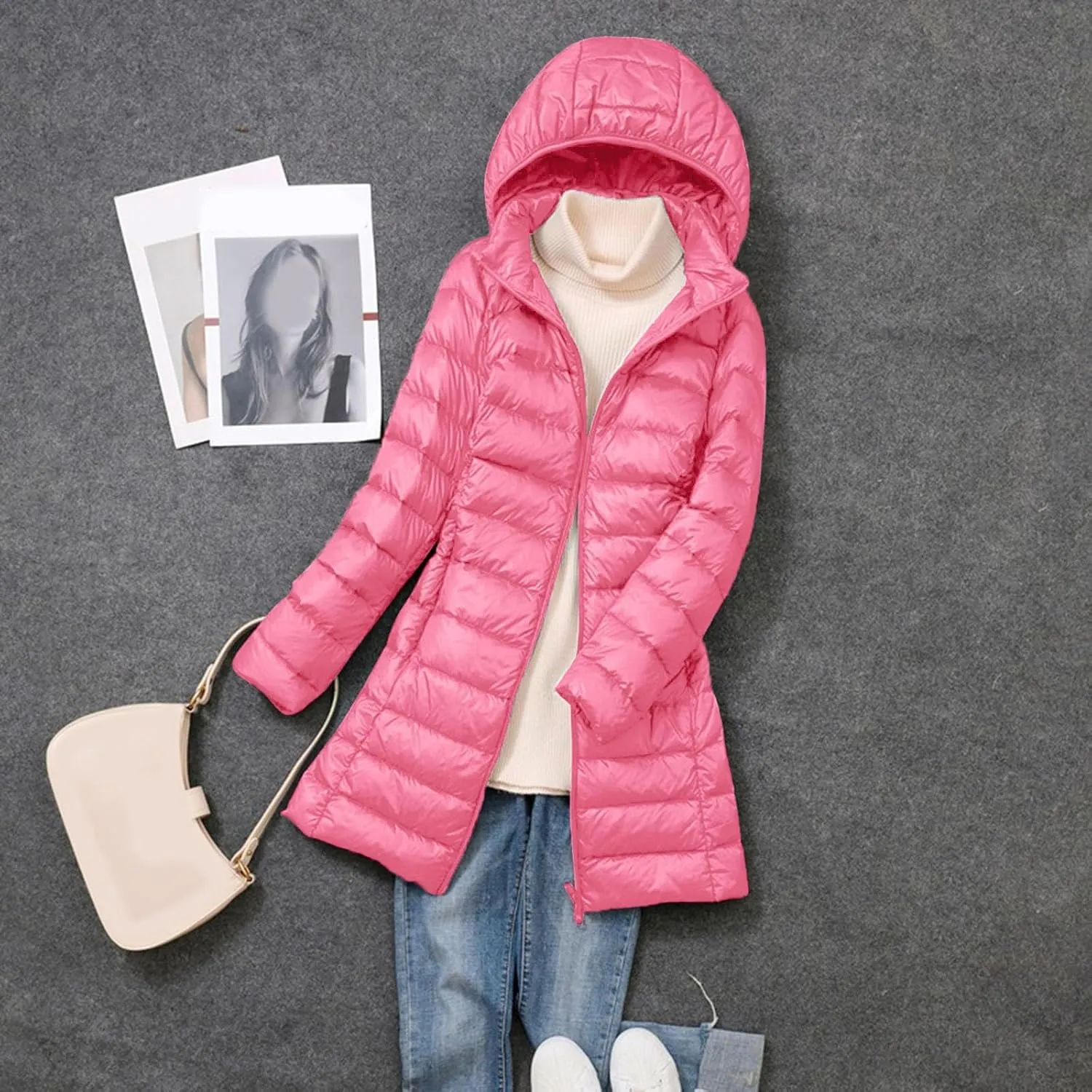 2024 Women Warm Lightweight Hoodless Windproof Winter Coat With Recycled Insulation Winter Slim Fashion Winter