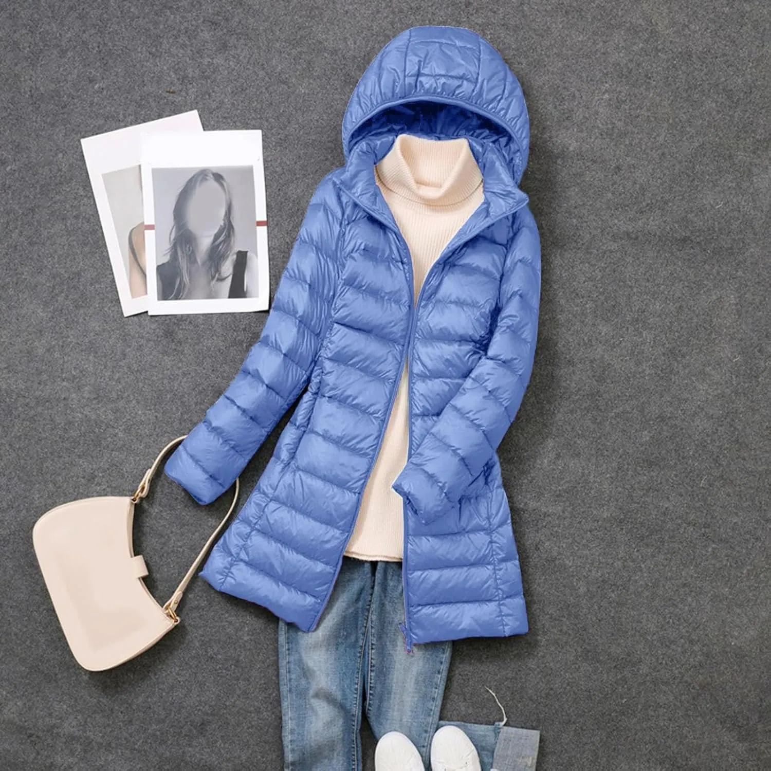 2024 Women Warm Lightweight Hoodless Windproof Winter Coat With Recycled Insulation Winter Slim Fashion Winter
