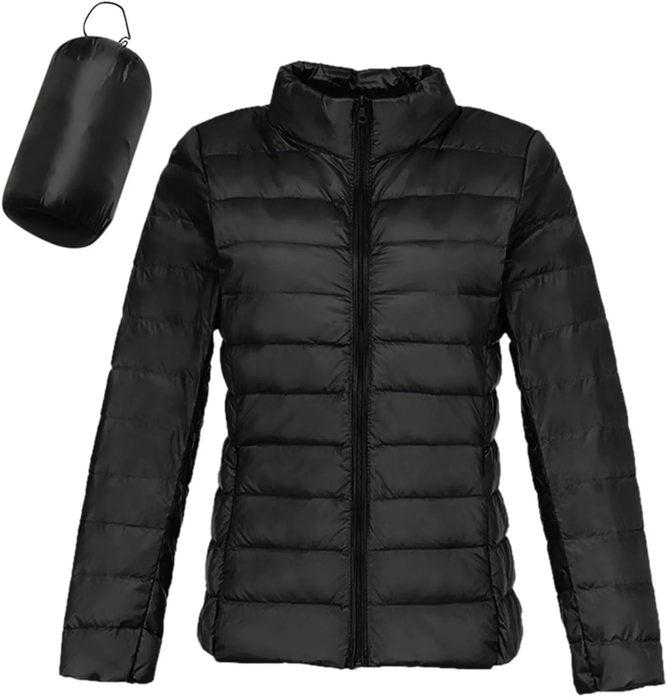 2024 Women's Packable Puffer Jackets Lightweight Duck Down Short Quilted Coat Stand Collar Slim Fit Warm Down Puffer