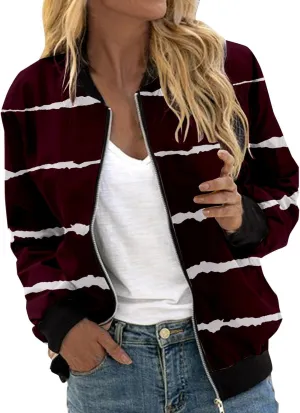 aihihe Womens Zipper Jackets Lightweight Trendy Casual Jacket Dressy Work Outerwear Long Sleeve Loose Fit Streetwear