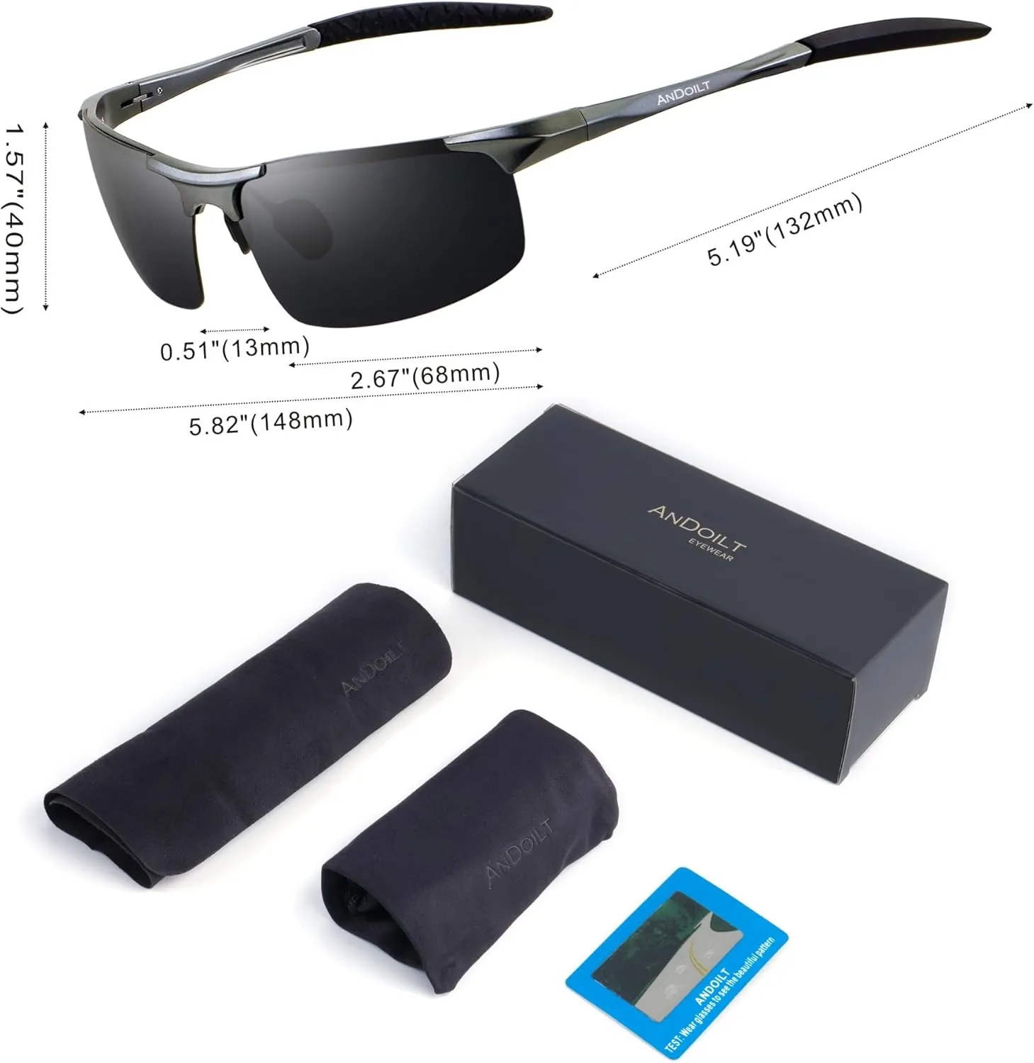 ANDOILT Mens Sports Polarized Sunglasses UV Protection Sunglasses for Men Fishing Driving