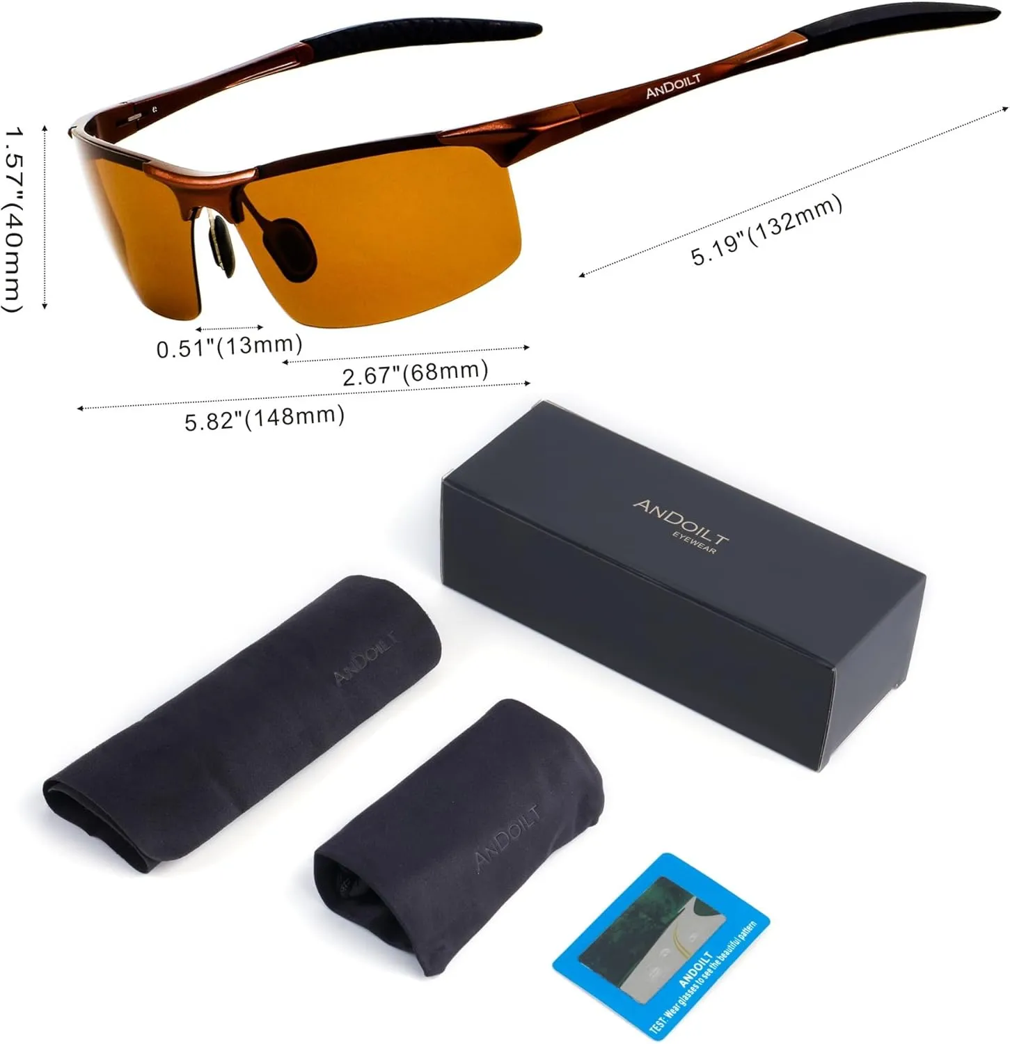 ANDOILT Mens Sports Polarized Sunglasses UV Protection Sunglasses for Men Fishing Driving