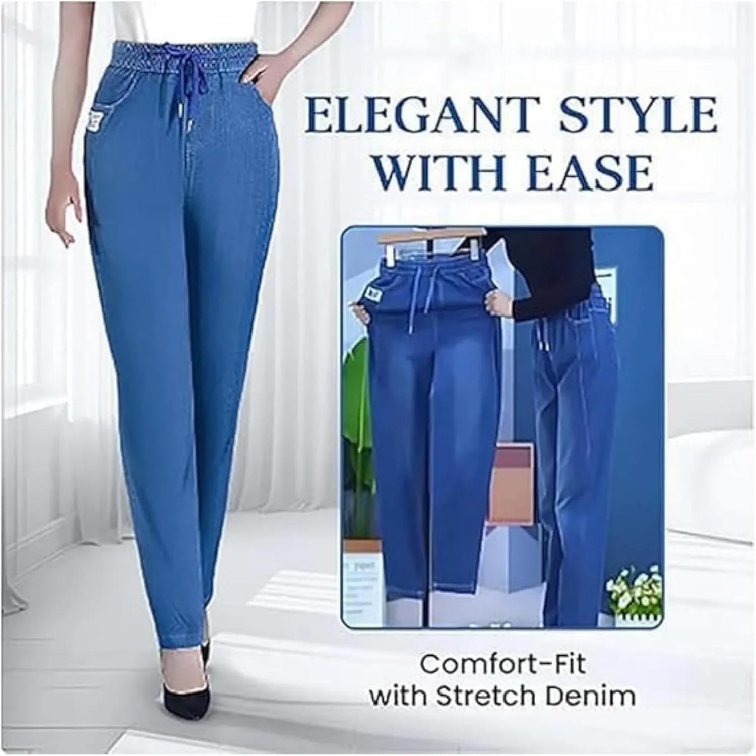 Aromia Comfy Jeans, ComfiJeans High Waist Ultra-Stretch Mom Jeans, Flexi Pants for Older Women, Womens Stretch Pants