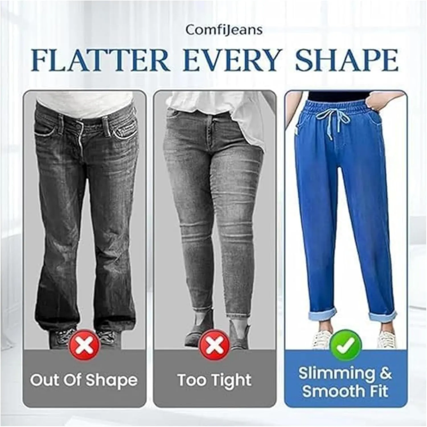 Aromia Comfy Jeans, ComfiJeans High Waist Ultra-Stretch Mom Jeans, Flexi Pants for Older Women, Womens Stretch Pants