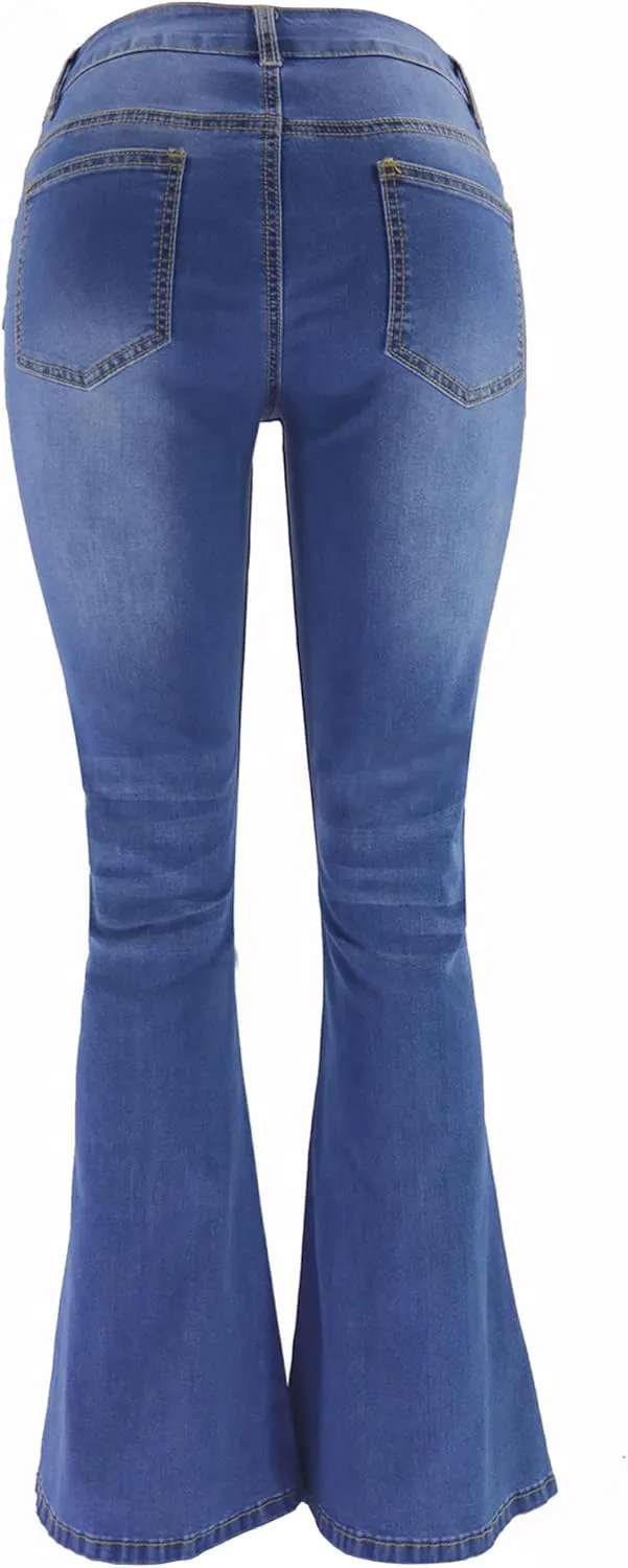 Atditama Relaxed Straight Leg Stretch Jeans for Women Mid Rise Bootcut Stretch Boyfriend Mom Wide Jeans