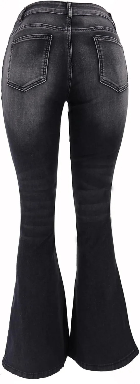 Atditama Relaxed Straight Leg Stretch Jeans for Women Mid Rise Bootcut Stretch Boyfriend Mom Wide Jeans