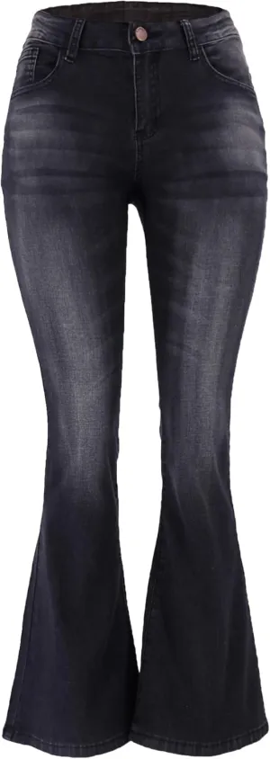 Atditama Relaxed Straight Leg Stretch Jeans for Women Mid Rise Bootcut Stretch Boyfriend Mom Wide Jeans