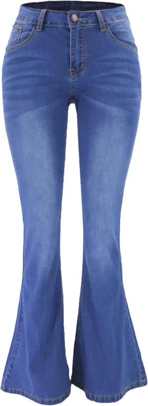 Atditama Relaxed Straight Leg Stretch Jeans for Women Mid Rise Bootcut Stretch Boyfriend Mom Wide Jeans