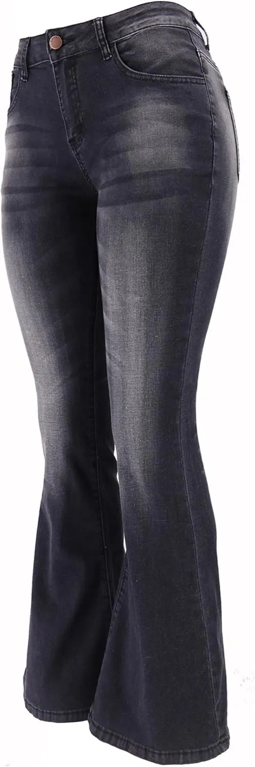 Atditama Relaxed Straight Leg Stretch Jeans for Women Mid Rise Bootcut Stretch Boyfriend Mom Wide Jeans
