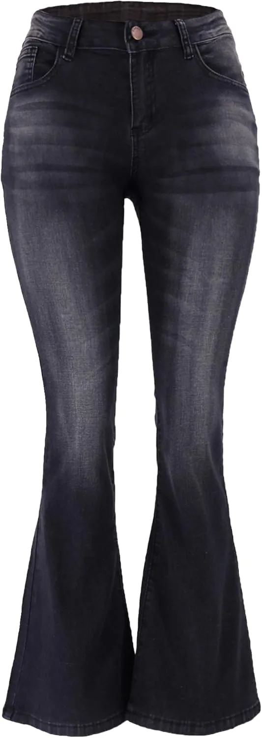 Atditama Relaxed Straight Leg Stretch Jeans for Women Mid Rise Bootcut Stretch Boyfriend Mom Wide Jeans