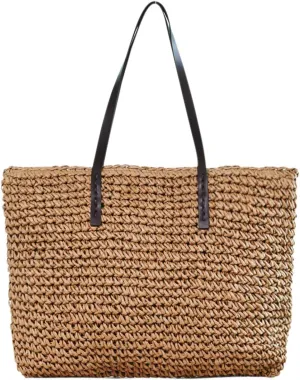 Ayliss Women Straw Woven Tote Large Beach Handmade Weaving Shoulder Bag Purse Straw Handbag