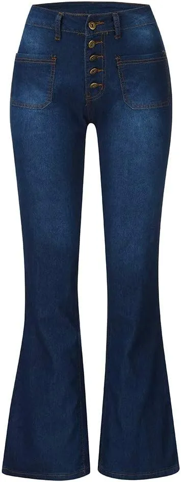 Bell Bottom Jeans for Women High Waisted Stretchy Petite to Plus Size Flare Jeans Washed Denim Ripped Bootcot Jeans