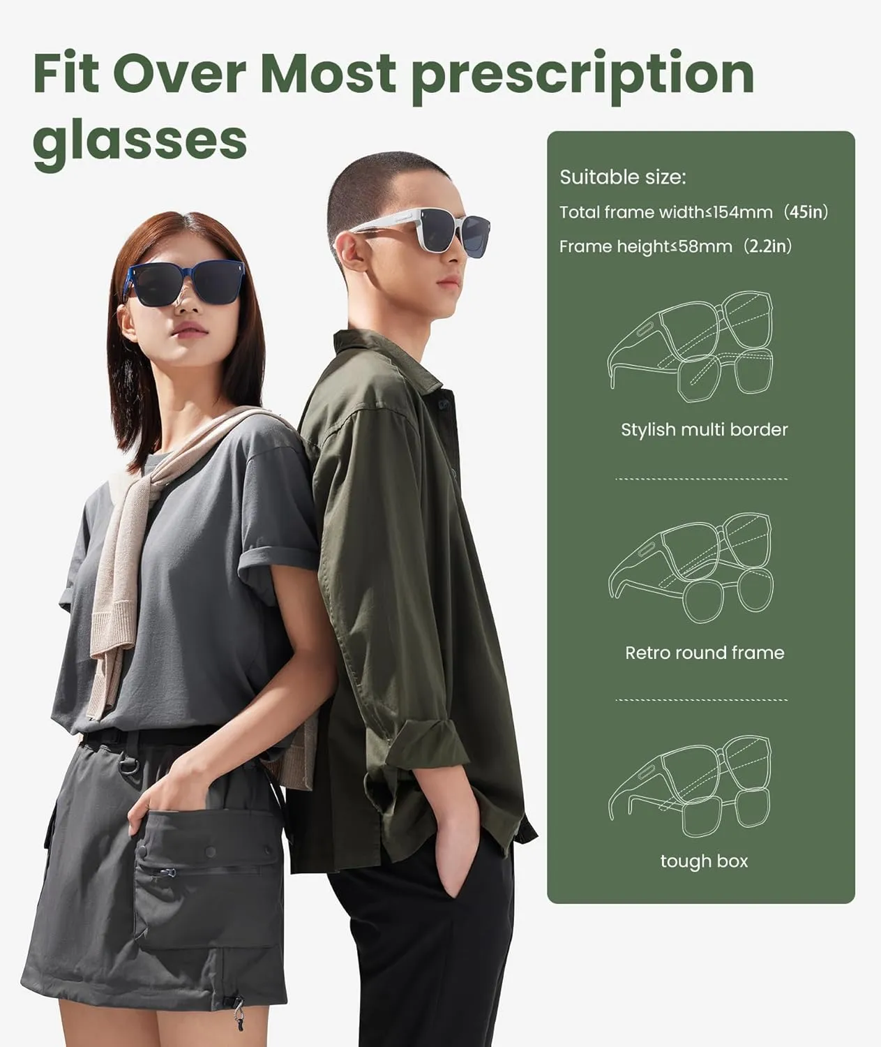 BENEUNDER Polarized Fit Over Sunglasses for Womens & Men, Lightweight Folding Sunglasses for Nearsightedness