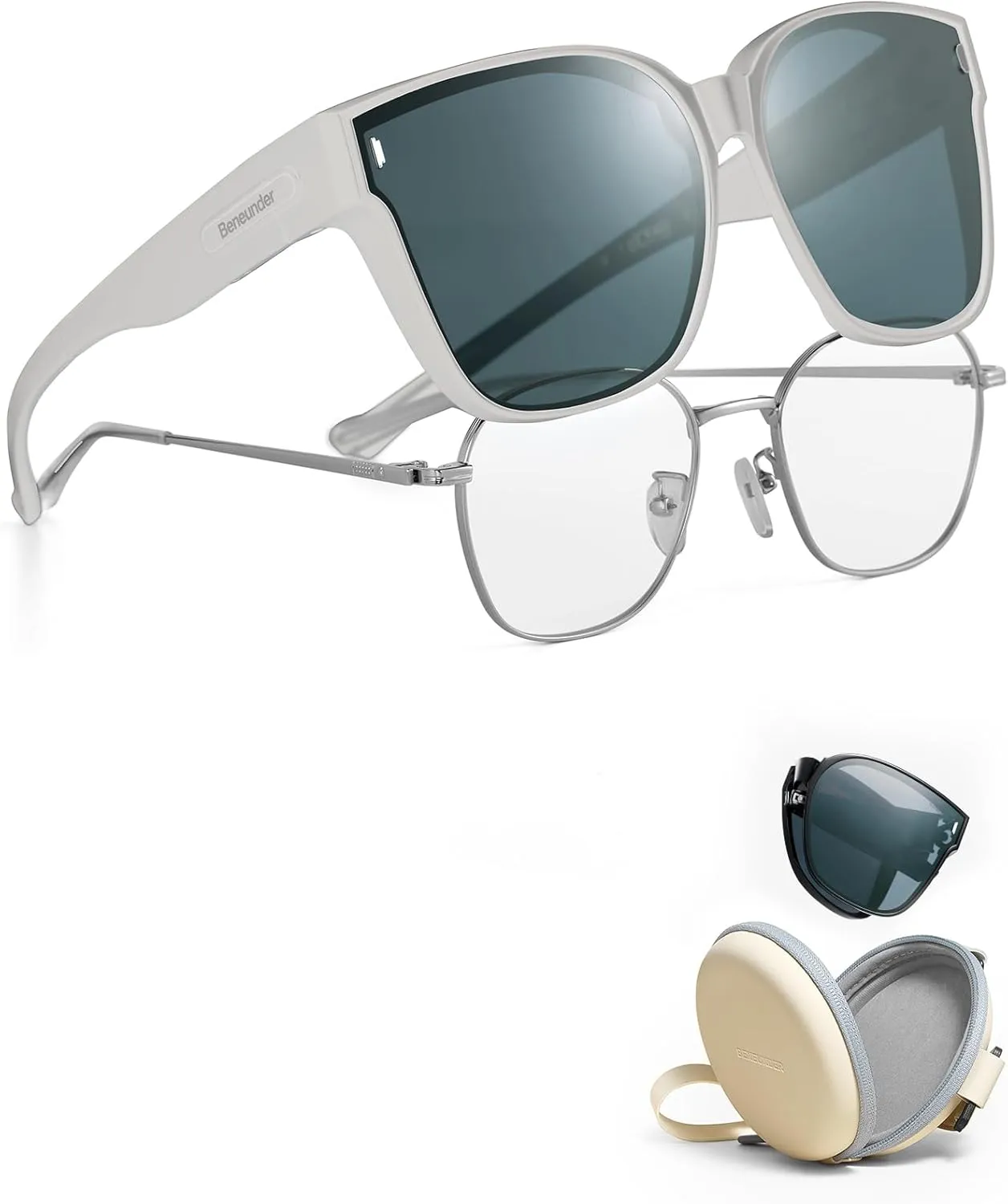 BENEUNDER Polarized Fit Over Sunglasses for Womens & Men, Lightweight Folding Sunglasses for Nearsightedness