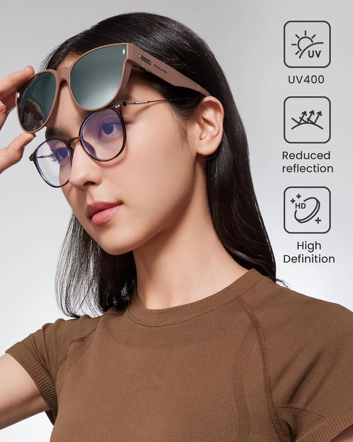 BENEUNDER Polarized Fit Over Sunglasses for Womens & Men, Lightweight Folding Sunglasses for Nearsightedness