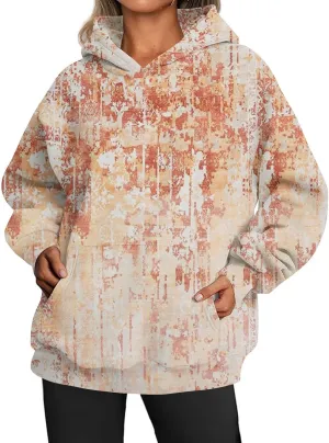Bengbobar Tie Dye Print Hoodie Long Sleeve Drawstring Pullover Gradient Color Tops Loose Casual Sweatshirt for Women Graphic Tie Dye Hoodie Womens Oversized Hoodies Sweatshirts Extra Large