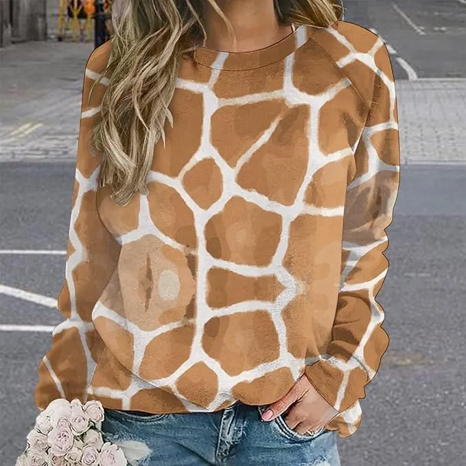 Bengbobar Tie Dye Shirt Women Casual Long Sleeve Sweatshirt Crewneck Loose Fit Pullover Women's Sweatshirts No Hood