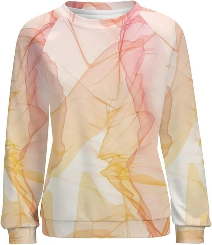 Bengbobar Tie Dye Shirt Women Casual Long Sleeve Sweatshirt Crewneck Loose Fit Pullover Women's Sweatshirts No Hood