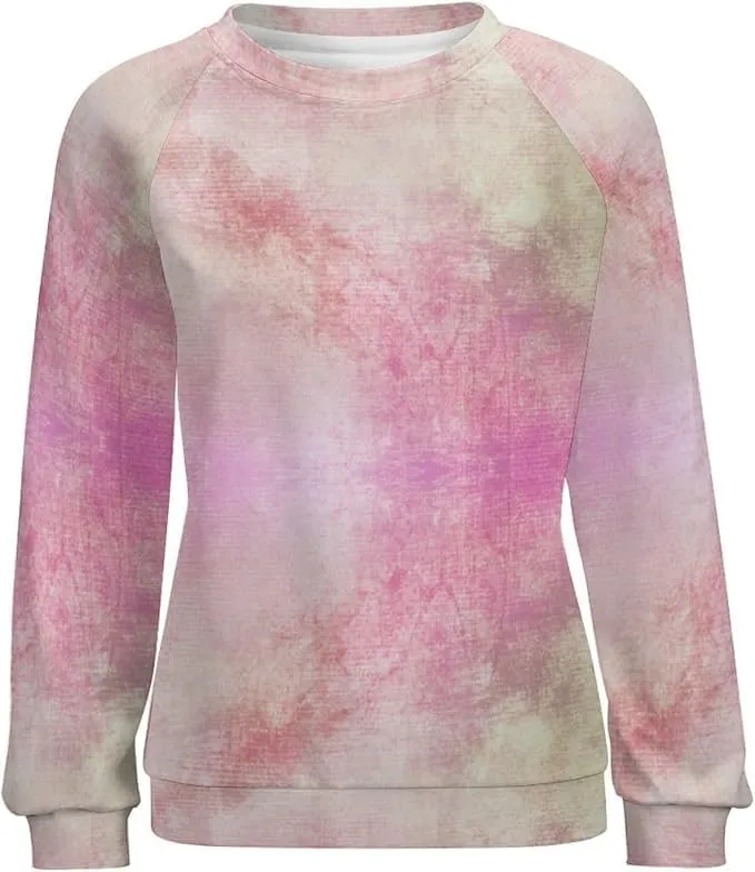 Bengbobar Tie Dye Shirt Women Casual Long Sleeve Sweatshirt Crewneck Loose Fit Pullover Women's Sweatshirts No Hood