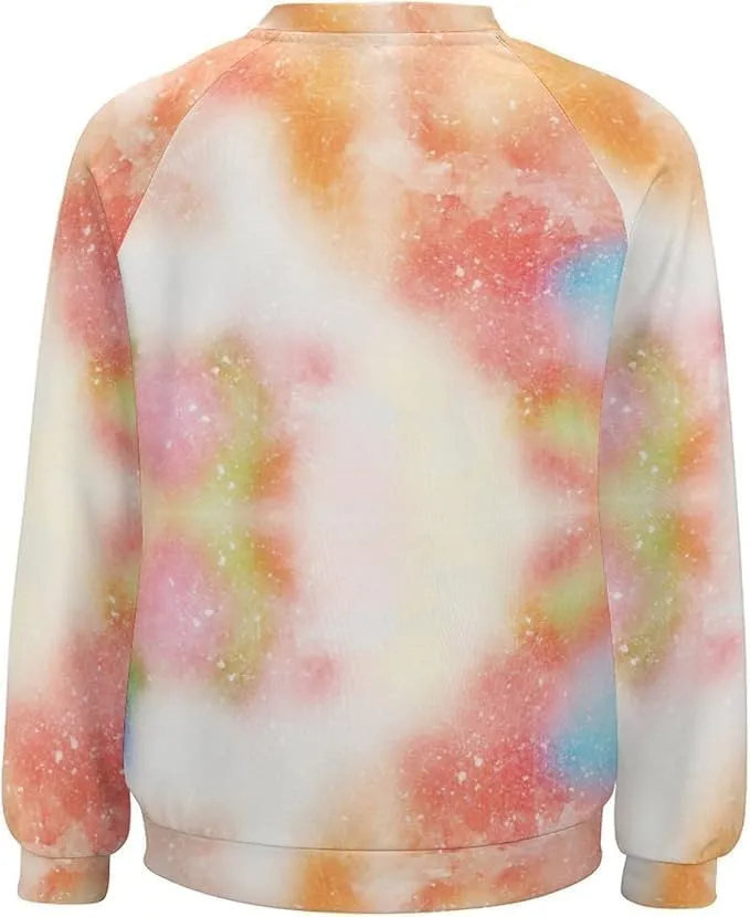Bengbobar Tie Dye Shirt Women Casual Long Sleeve Sweatshirt Crewneck Loose Fit Pullover Women's Sweatshirts No Hood
