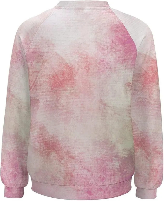 Bengbobar Tie Dye Shirt Women Casual Long Sleeve Sweatshirt Crewneck Loose Fit Pullover Women's Sweatshirts No Hood
