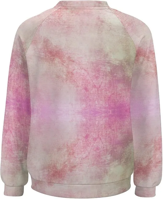 Bengbobar Tie Dye Shirt Women Casual Long Sleeve Sweatshirt Crewneck Loose Fit Pullover Women's Sweatshirts No Hood
