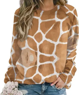 Bengbobar Tie Dye Shirt Women Casual Long Sleeve Sweatshirt Crewneck Loose Fit Pullover Women's Sweatshirts No Hood