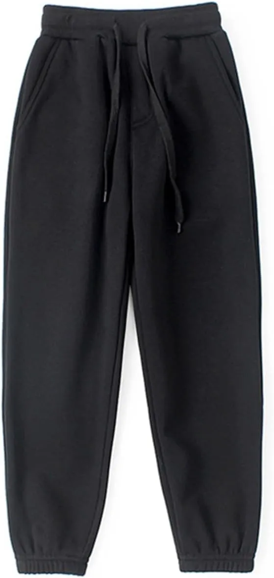 Boys' Logo Pull-On Jogger Sweatpants High Elastic Waisted Tie Front Sweatpants Pull on Youth Joggers
