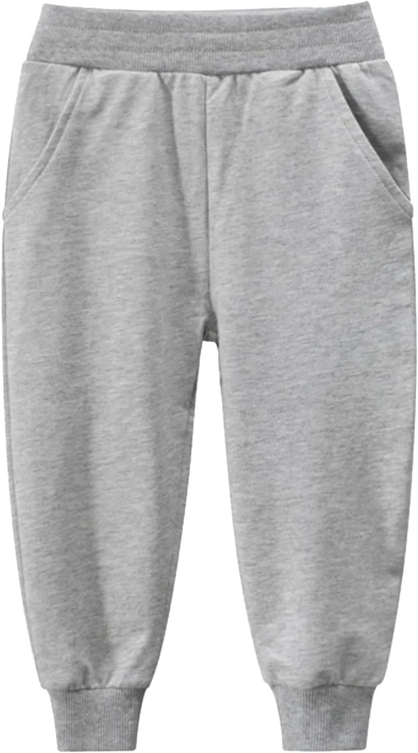Boys’ Sweatpants – Basic Active Fleece Jogger Pants High Elastic Waisted Tie Front Jogger Sweatpants