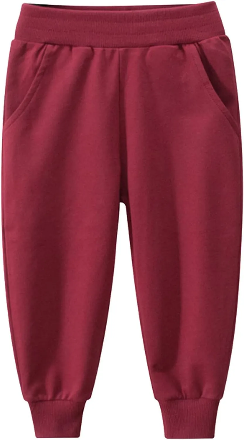 Boys’ Sweatpants – Basic Active Fleece Jogger Pants High Elastic Waisted Tie Front Jogger Sweatpants
