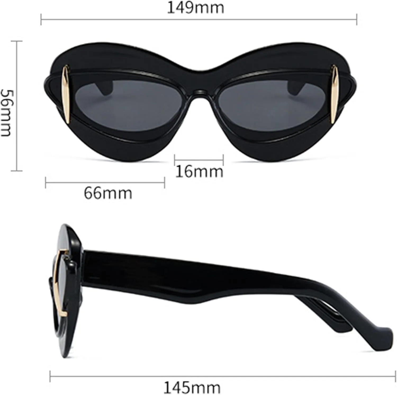 bullabulling Fashion Lips Design Cat Eye Sunglasses for Women Vintage Y2K Sun Glasses Ladies Gradient Black Shades