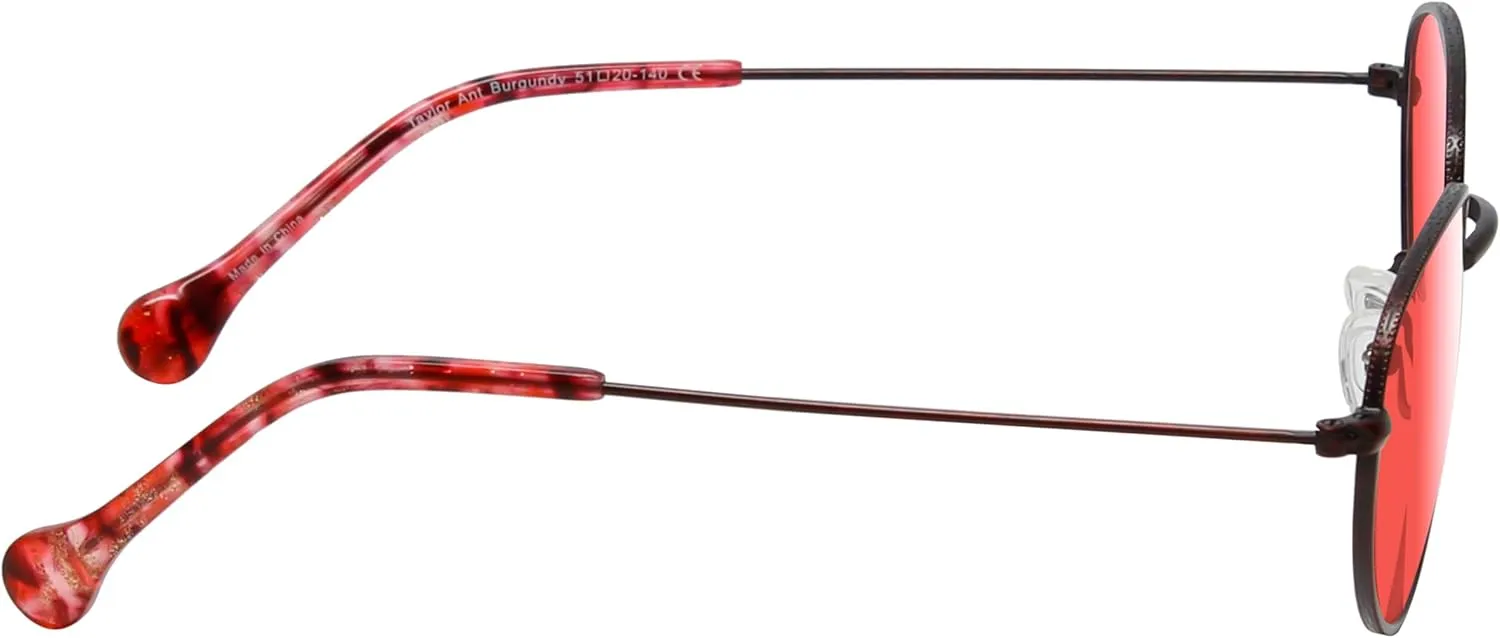 Calabria Taylor Round Pink Tint FL-41 Reading Glasses Women Fluorescent Blue Light Sensitivity FL41 Photophobia Readers