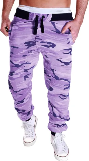 Camo Joggers Sweatpants for Men Casual Drawstring Hiking Outdoor Pants Camouflage Joggers Streetwear Sport Trousers