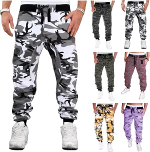 Camo Joggers Sweatpants for Men Casual Drawstring Hiking Outdoor Pants Camouflage Joggers Streetwear Sport Trousers