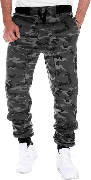 Camo Joggers Sweatpants for Men Casual Drawstring Hiking Outdoor Pants Camouflage Joggers Streetwear Sport Trousers
