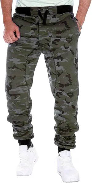Camo Joggers Sweatpants for Men Casual Drawstring Hiking Outdoor Pants Camouflage Joggers Streetwear Sport Trousers