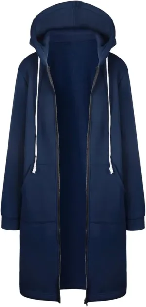 Canbebig Oversized Hoodies for Women Zip Up Long Sweatshirts Fleece Lined Jackets Plus Size Trench Coats Tunic Sweatshirts