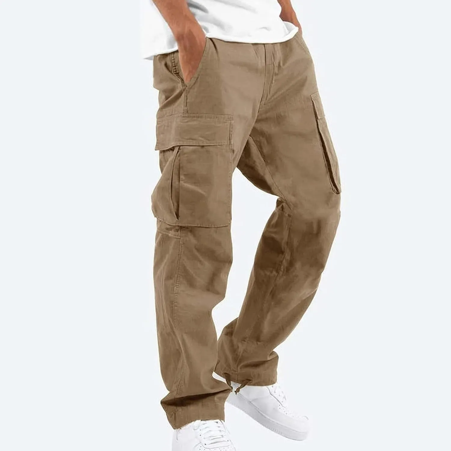 Cargo Pants for Men Baggy Elastic Waist Drawstring Pants with Multi Pockets Fashion Sweatpants 2024 Joggers Trousers
