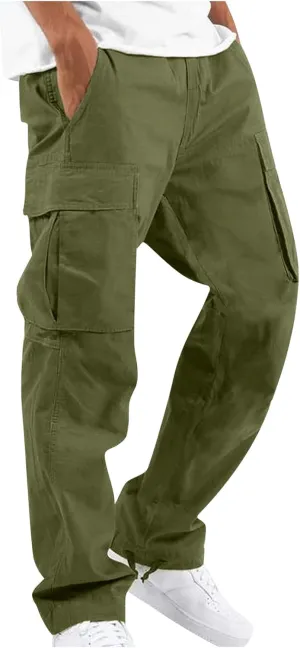 Cargo Pants for Men Baggy Elastic Waist Drawstring Pants with Multi Pockets Fashion Sweatpants 2024 Joggers Trousers