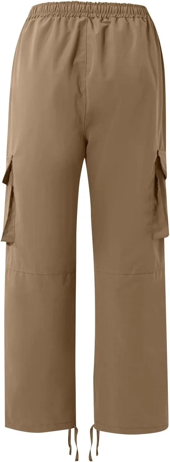 Cargo Pants for Men Baggy Elastic Waist Drawstring Pants with Multi Pockets Fashion Sweatpants 2024 Joggers Trousers