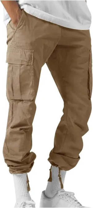 Cargo Pants for Men Baggy Elastic Waist Drawstring Pants with Multi Pockets Fashion Sweatpants 2024 Joggers Trousers