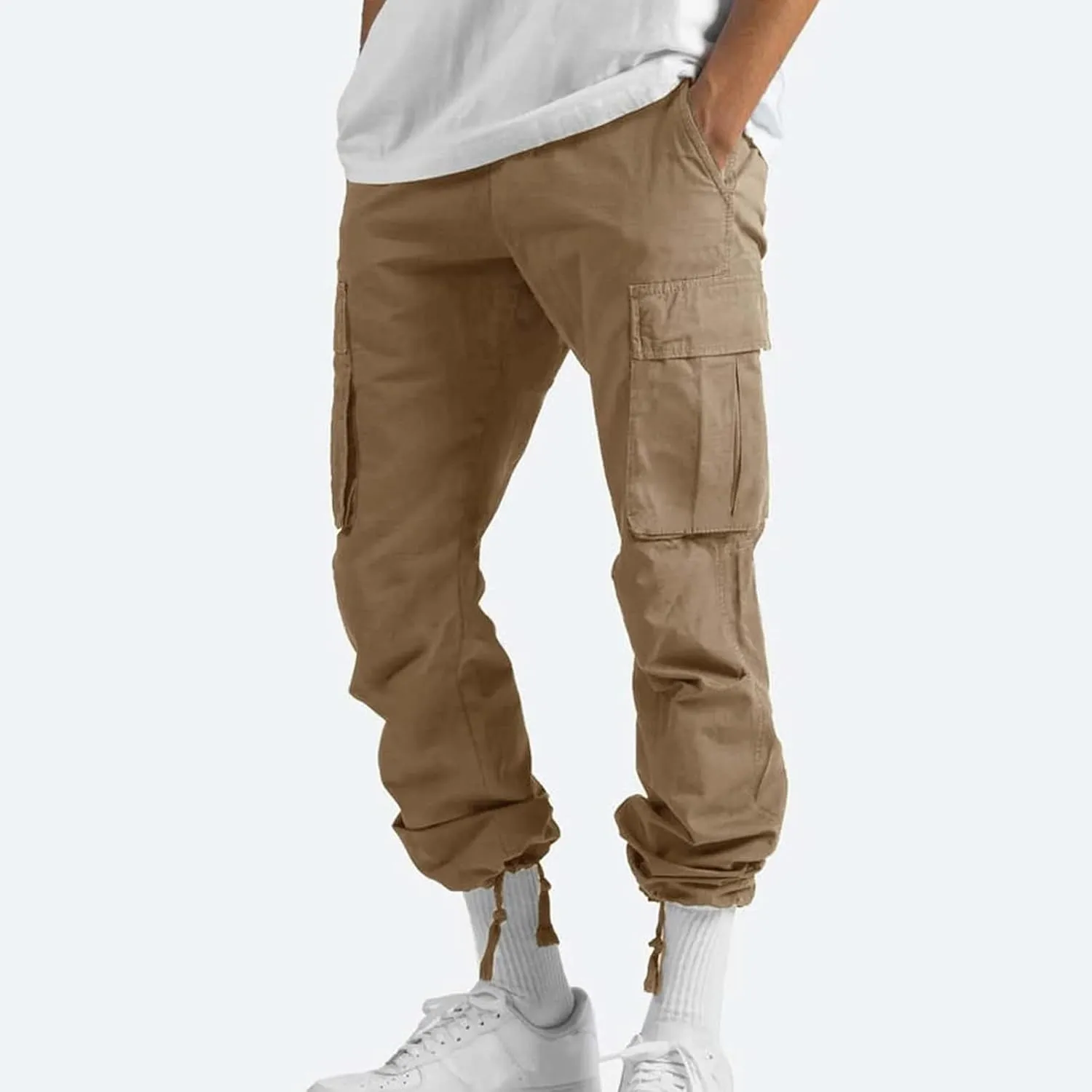 Cargo Pants for Men Baggy Elastic Waist Drawstring Pants with Multi Pockets Fashion Sweatpants 2024 Joggers Trousers
