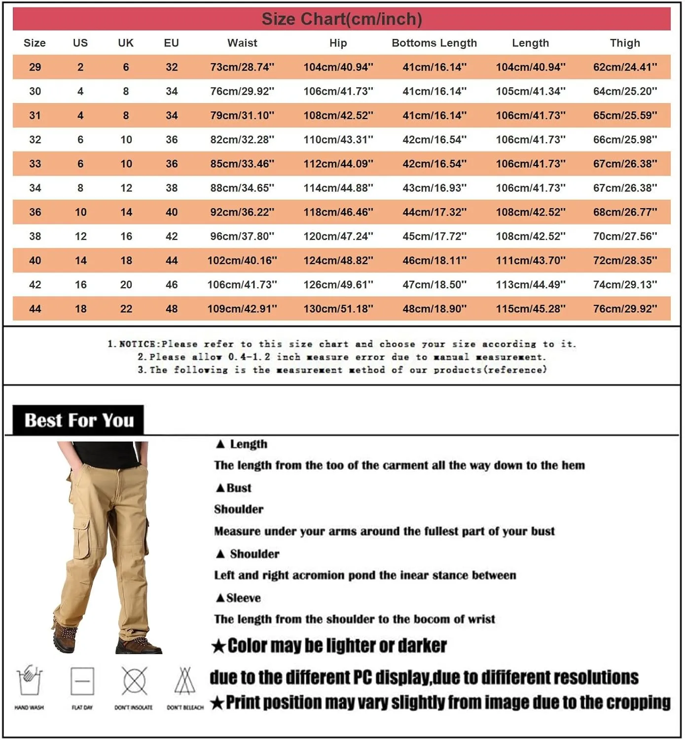 Cargo Pants for Men Big and Tall Loose Fit Straight Leg Classic Twill Work Pants Multi-Pockets Outdoor Hiking Pants