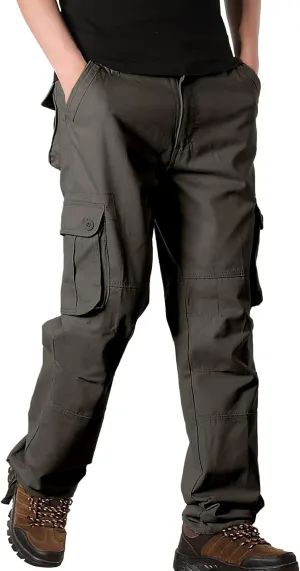 Cargo Pants for Men Big and Tall Loose Fit Straight Leg Classic Twill Work Pants Multi-Pockets Outdoor Hiking Pants