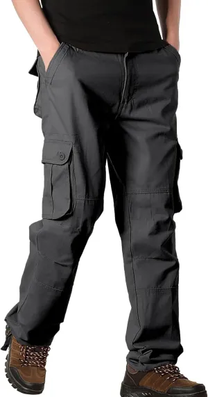 Cargo Pants for Men Big and Tall Loose Fit Straight Leg Classic Twill Work Pants Multi-Pockets Outdoor Hiking Pants