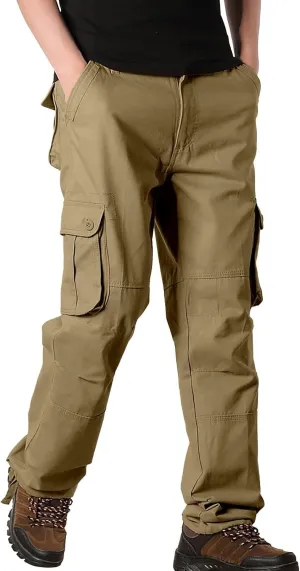 Cargo Pants for Men Big and Tall Loose Fit Straight Leg Classic Twill Work Pants Multi-Pockets Outdoor Hiking Pants