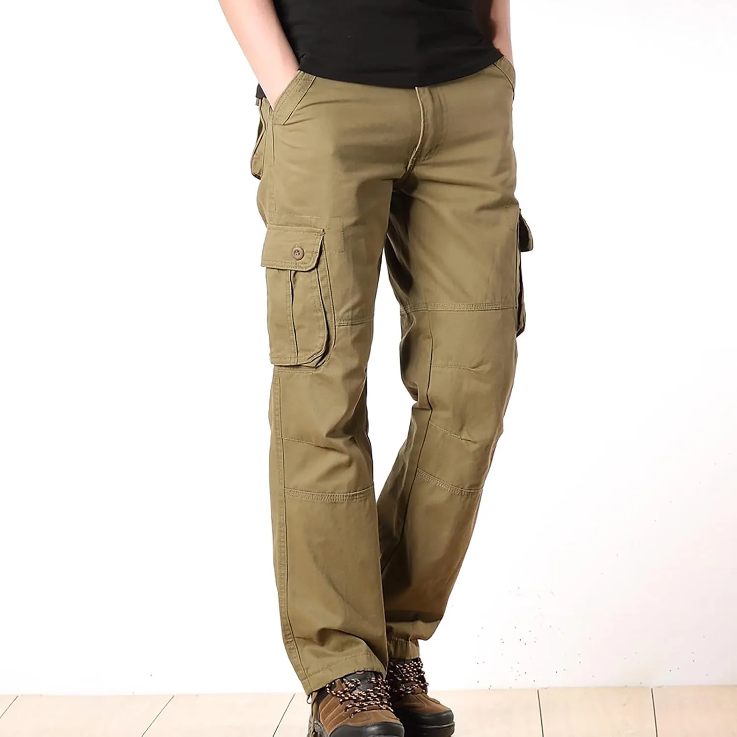 Cargo Pants for Men Big and Tall Loose Fit Straight Leg Classic Twill Work Pants Multi-Pockets Outdoor Hiking Pants